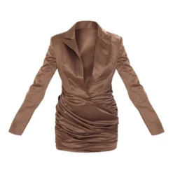 Robe Blazer Satinée Taupe Décolletée à Jupe Portefeuille -Jupe Lumine Soldes Boutique 891abc1077850378b7cfac40f0f05e6fd2c61003 cnc7732 5