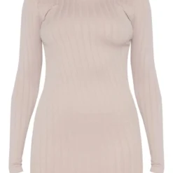 Robe Moulante Côtelée Gris Pierre à Manches Longues Et Contours Structurés -Jupe Lumine Soldes Boutique 892caae5dc9230a29b0db4d6c826faddd0f79add cnb3602 5