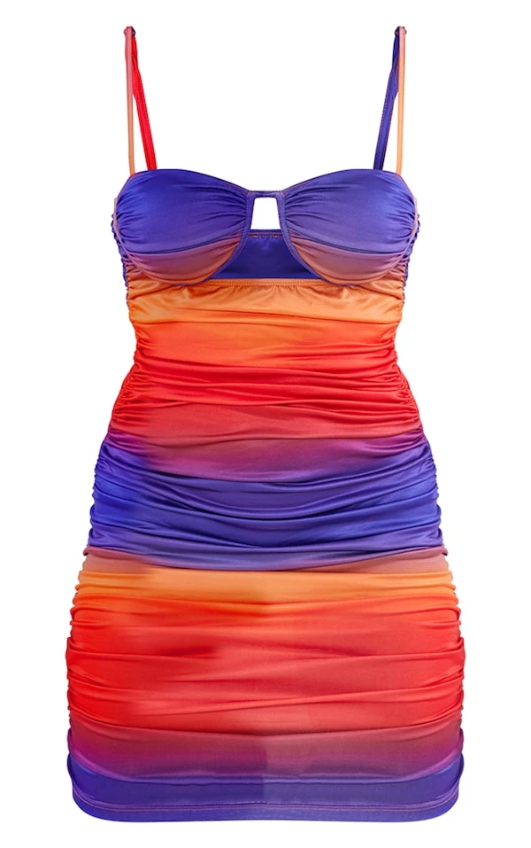 Robe Multicolore Imprimé Abstrait Découpée à Bretelles Et Armatures 4 Robe Multicolore Imprimé Abstrait Découpée à Bretelles Et Armatures – Image 4