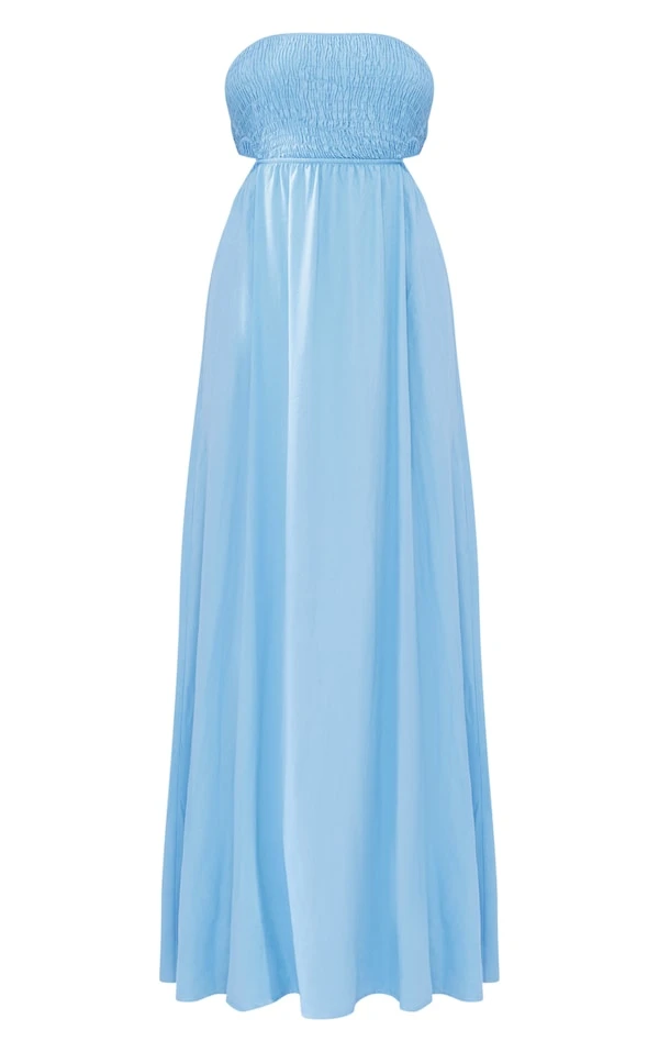 Robe Longue Bleue à Buste Froncé Et Découpes Dans Le Dos 4 Robe Longue Bleue à Buste Froncé Et Découpes Dans Le Dos – Image 4