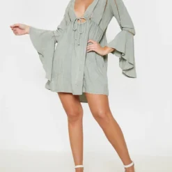 Diamond Robe De Plage Kaki Pâle à Lien Et Manches Volantées -Jupe Lumine Soldes Boutique 8c2d1ccb13a8c5b07d7db2374171ba87bdc4117f CMB6566 4