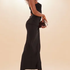 Robe Longue Tissée Satinée Noire Style Corset à Bretelles -Jupe Lumine Soldes Boutique 8c31c96f908e45b7aceb886ef739985c2f2b723f cnc3050 3