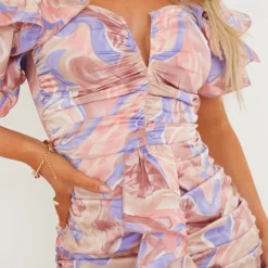 Robe Moulante Multicolore Imprimée Tourbillons à Manches Volantées Et Barre En V -Jupe Lumine Soldes Boutique 8c7c1abc02d04c7dfd9cba4b92b5538c895938d0 cms7508 5