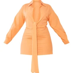 Plus Robe Chemise Orange Froncée Devant à Décolleté -Jupe Lumine Soldes Boutique 8e235098262797f85d0880413106123536ebc29f cmz1381 5