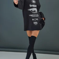Robe Pull Noire Oversize à Col Rond Et Slogan Fearless 8 Robe Pull Noire Oversize à Col Rond Et Slogan Fearless -Jupe Lumine Soldes Boutique 8e7e522923fe13315c5465755adabf0a554865aa cnc6646 3