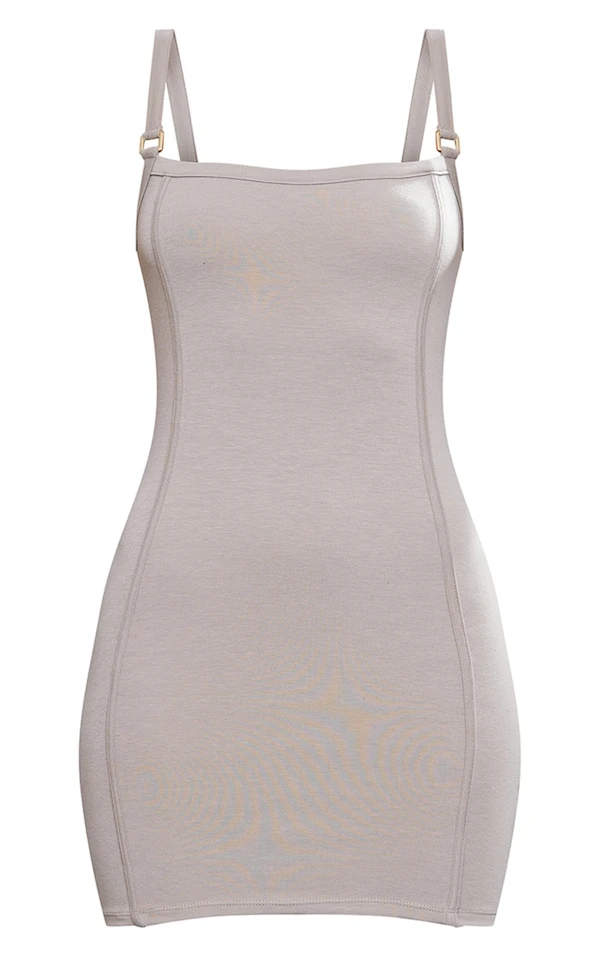 Robe Moulante En Jersey Taupe à Liserés Et Empiècements 5 Robe Moulante En Jersey Taupe à Liserés Et Empiècements – Image 5