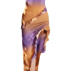 Robe Asymétrique Fendue Longue Lilas Imprimé Dégradé à Volants -Jupe Lumine Soldes Boutique 8ea61e60c71442309de95bdbd59626500e5768bb cne2954 5