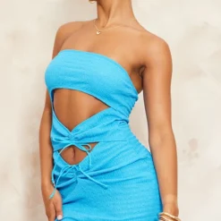 Robe Longue Bustier Texturée Froncée Bleu Vif à Découpes -Jupe Lumine Soldes Boutique 8eef33bdead0ae9abf8f492b226a59849236e542 cne8567 4