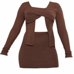 Robe Cache-coeur Moulante Côtelée Chocolat à Découpes -Jupe Lumine Soldes Boutique 8f48c797de08d9fd3659b27d8e4ac6fbb4af5a55 cnd4299 5