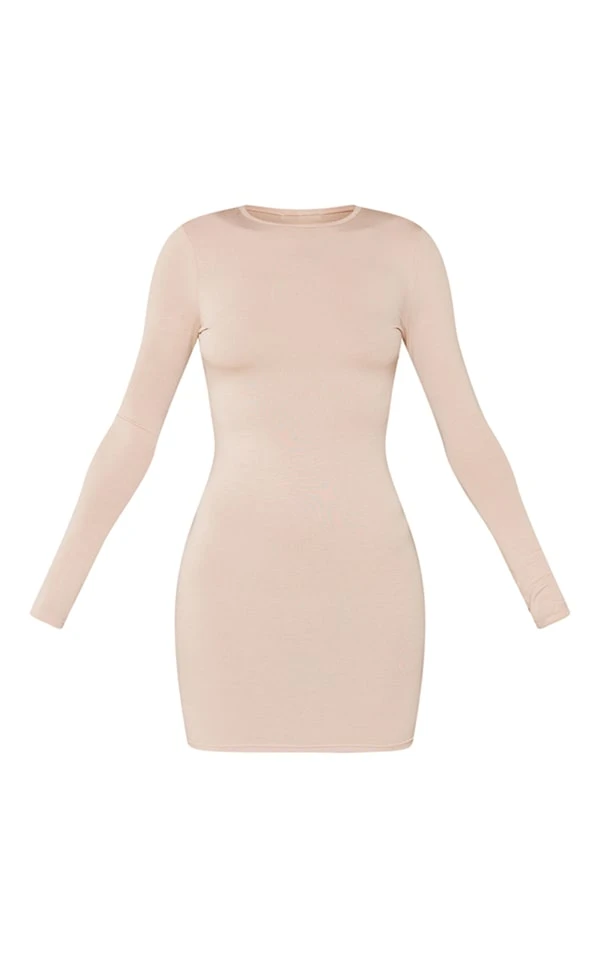 Robe Moulante Sable En Jersey à Manches Longues Avec Dos Nu Et Liens à Nouer 5 Robe Moulante Sable En Jersey à Manches Longues Avec Dos Nu Et Liens à Nouer – Image 5