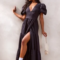 Robe Cache-coeur Longue En Maille Tissée Noire à Manches Bouffantes 7 Robe Cache-coeur Longue En Maille Tissée Noire à Manches Bouffantes -Jupe Lumine Soldes Boutique 907ba96f126a46d69ca63ae97e2945b3bb170330 cnd2028 3