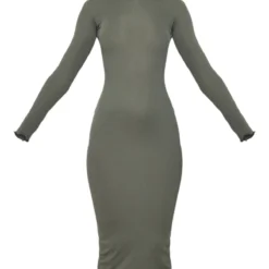 Robe Mi-longue Côtelée Kaki à Manches Longues Et Ourlet Légèrement Volanté -Jupe Lumine Soldes Boutique 9193c1c10097b7adbedaabb9b401b774f53c2d86 cnd4271 5