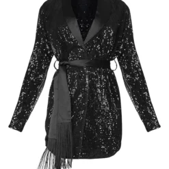 Robe Blazer Noire à Sequins Et Franges Détail Noué -Jupe Lumine Soldes Boutique 91a40a606c180b6ab9f6abdf60d6d9f3a37e4b7a cmv0287 6