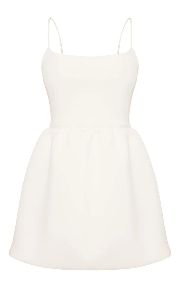 Robe En Néoprène Blanc à Bretelles Fines Et Jupe Bouffante 5 Robe En Néoprène Blanc à Bretelles Fines Et Jupe Bouffante – Image 5