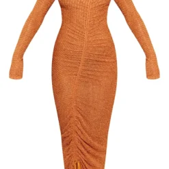 Robe Longue Texturée Froncée Rouille à Manches Longues -Jupe Lumine Soldes Boutique 92c2ea8b2ff1f00b56f4b82f3528e26c23881bd3 cmw4757 6