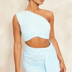 Robe Moulante Drapée Bleu Clair Effet Lin Asymétrique à Découpe 8 Robe Moulante Drapée Bleu Clair Effet Lin Asymétrique à Découpe -Jupe Lumine Soldes Boutique 92da20c8647cc39ffdd838cbeb3e126345516817 cne1371 4