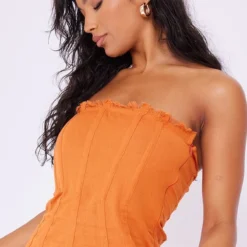 Robe Bustier Moulante En Effet Lin Rouille à Bordures Frangées Et Liserés Structurants -Jupe Lumine Soldes Boutique 93bb965b53ffaf7c5cc40a1483601b952a87e19b cnd7650 4