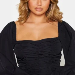 Robe Moulante Noire à Manches Ballon Froncées -Jupe Lumine Soldes Boutique 9415cbcc7f1f02d341f52543a51d501286b404e4 cmf8652 5