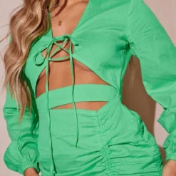 Robe Moulante Vert Vif Effet Lin à Jupe Froncée Et Liens Noués -Jupe Lumine Soldes Boutique 9465a7f12a67f93c1c37352723c0f8933415d319 cmw9229 5