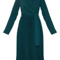 Robe Vert émeraude Mi-longue Plissée à Manches Longues -Jupe Lumine Soldes Boutique 94fc21bfbdbdfb0095a5bbdd93dcb99d5837581c cma0523 3