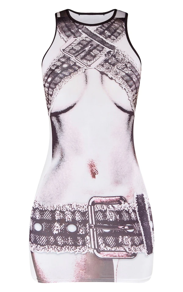 Robe Très Moulante à Imprimé Corps En Noir Et Blanc Et Dos Nageur 5 Robe Très Moulante à Imprimé Corps En Noir Et Blanc Et Dos Nageur – Image 5