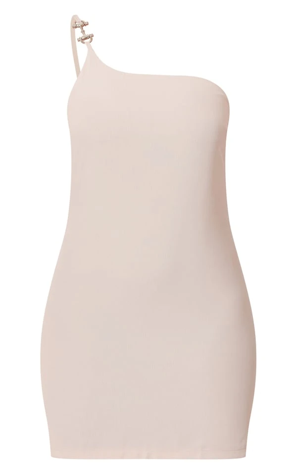 Robe Moulante Sable Asymétrique à Empiècement 5 Robe Moulante Sable Asymétrique à Empiècement – Image 5