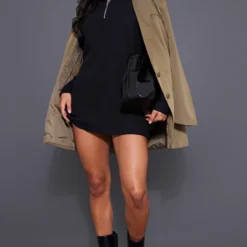 Robe Pull Oversize Côtelée Noire à Col Haut Et Demi-zip -Jupe Lumine Soldes Boutique 973452359c1d3a0a0e4b0d18e1cc7378a561b9da cnc2873 3