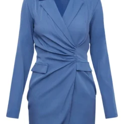 Robe Blazer Bleu Acier En Maille Tissée à Poches Et Taille Froncée -Jupe Lumine Soldes Boutique 9b2e52c242a2ebd122fe3245dce09ec055ccf6c2 cnc2989 5