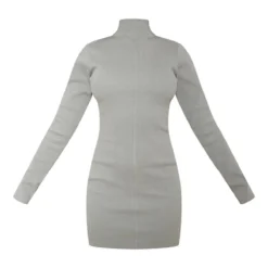 Robe Moulante Très Côtelée Vert Sauge Kaki à Col Montant Et Ouverte Au Dos -Jupe Lumine Soldes Boutique 9c0d541708225858ca151743d3f3b808b608751c cna3071 5