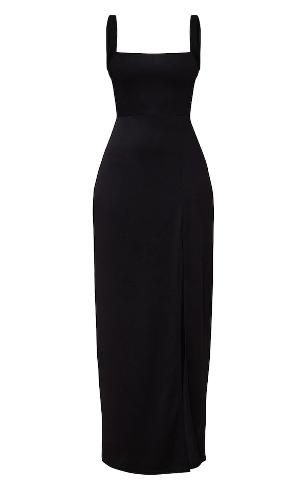 Robe Longue Noire à Col Droit 6 Robe Longue Noire à Col Droit – Image 6