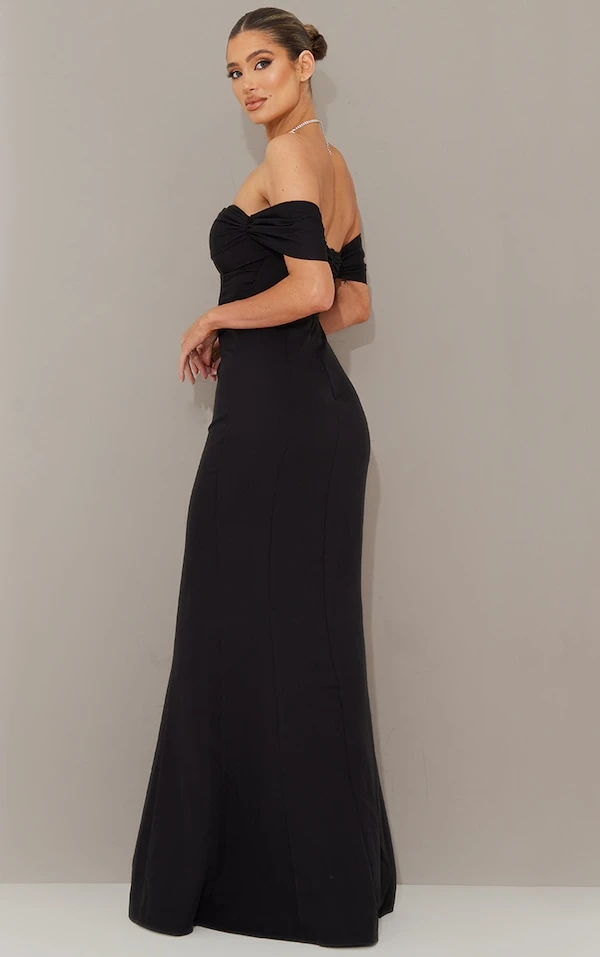 Robe De Soirée Style Corset Noire à Col Bardot 2 Robe De Soirée Style Corset Noire à Col Bardot – Image 2