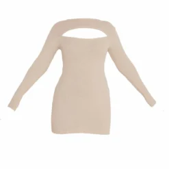 Robe Moulante Côtelée Beige à Découpe Et Manches Longues -Jupe Lumine Soldes Boutique a02b4ce10c870324b3b2af6c23aa1c17a4ed9e11 cnc7082 5
