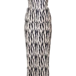 Robe Longue Satinée Blanche Imprimé Zèbre à Col Bénitier -Jupe Lumine Soldes Boutique a070068fdd3497fbcb840c32a668c7f4c6b2d2bd cmq2170 5