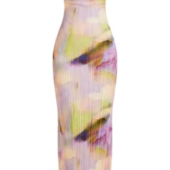 Robe Longue Plissée Multicolore à Imprimé Aquarelle Et Bretelles -Jupe Lumine Soldes Boutique a07b5eb263d1e931f25376cd32636600809aa002 cmz2307 6