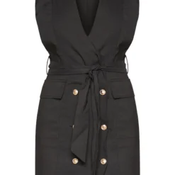 Robe Noire Style Blazer Sans Manches à Boutons Dorés -Jupe Lumine Soldes Boutique a0d8358a8c98d0860f678e48b2cb75d5aaddd363 CLX6265 3