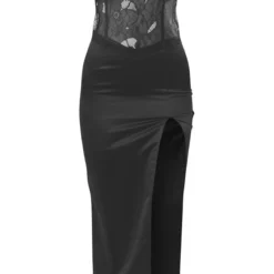 Robe Fendue Longue Noire Satinée à Parties En Dentelle Et Bretelles 9 Robe Fendue Longue Noire Satinée à Parties En Dentelle Et Bretelles -Jupe Lumine Soldes Boutique a12cc55632acdd4d0b4698389a7d35287bbcf6a0 cne2683 5