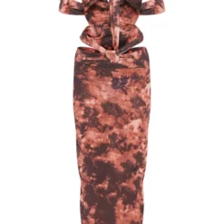 Robe Longue Découpée En Mousseline De Soie Marron à Imprimé Abstrait Et Col Bardot 9 Robe Longue Découpée En Mousseline De Soie Marron à Imprimé Abstrait Et Col Bardot -Jupe Lumine Soldes Boutique a1d6f41065528cb33e37163198ad6f1bcfdc9031 cne7734 5