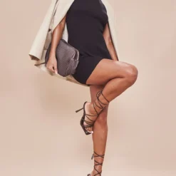 Robe Moulante Noire Basique En Maille Tricot