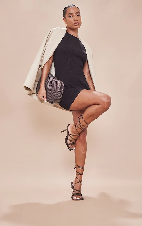 Robe Moulante Noire Basique En Maille Tricot 1 Robe Moulante Noire Basique En Maille Tricot