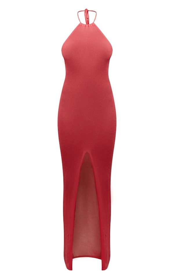 Robe Longue Dos Nu En Maille Tricot Transparente Rose 5 Robe Longue Dos Nu En Maille Tricot Transparente Rose – Image 5