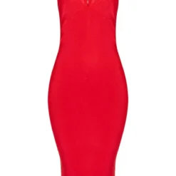 Robe Bandage Mi-longue Rouge à Fines Bretelles Et Ourlet Volanté -Jupe Lumine Soldes Boutique a22748330941d246b4a21aaeff64a7917b3012a0 CLY6414 3