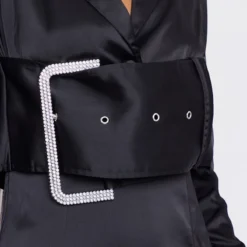 Robe Blazer Satinée Noire à Détail Boucle -Jupe Lumine Soldes Boutique a251ebcfa27cbfae6f4273c014b4c750088518ac cnb0710 4