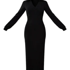 Robe Mi-longue Côtelée Noire Effet Chiné à Col Polo Et Fente -Jupe Lumine Soldes Boutique a2ac69e68e80d04b4a9e827bfe036b19574371e5 cnc6747 5