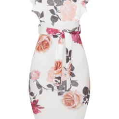 Robe Mi-longue Blanche à Imprimé Floral Et Volants -Jupe Lumine Soldes Boutique a2b1f5ce9d7a2ecaba95bce36e24ee2c95a04e6e CLW2373 3