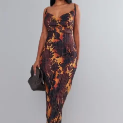 Robe Longue Plissée Marron Imprimé Dégradé à Bretelles 7 Robe Longue Plissée Marron Imprimé Dégradé à Bretelles -Jupe Lumine Soldes Boutique a32cfbd37dd589dd8f7cd561da22cd9155e71624 cnc9999 3