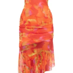 Robe-bustier Asymétrique Mi-longue Orange Imprimé Abstrait à Ourlet Volanté 9 Robe-bustier Asymétrique Mi-longue Orange Imprimé Abstrait à Ourlet Volanté -Jupe Lumine Soldes Boutique a4b10d8a09f3309520dfaf6efab1f239fce5da82 cne3006 5