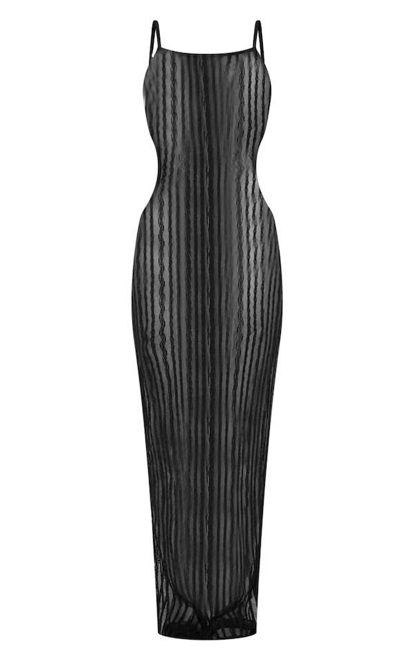 Robe De Plage En Maille Crochetée Noire Fendue à Nos Nu 5 Robe De Plage En Maille Crochetée Noire Fendue à Nos Nu – Image 5