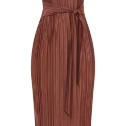 Robe Mi-longue Chocolat Plissée à Lien Noué Sur La Taille Et Barre En V -Jupe Lumine Soldes Boutique a5167510674c58c983007106f162385ae2e03273 cnb3677 5