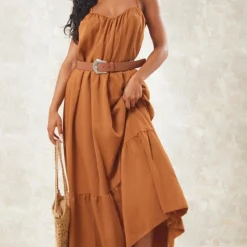 Robe Longue Plissée Rouille Superposée à Bretelles -Jupe Lumine Soldes Boutique a6160630d8ae7c1490642b1c14549ca33164682c cne1533 1