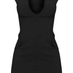 Robe Moulante Décolletée Noire Sans Manches à Détail Poches -Jupe Lumine Soldes Boutique a81f4818dcd230b1c1d74348d94f3eee5f3805b7 cnd4065 5